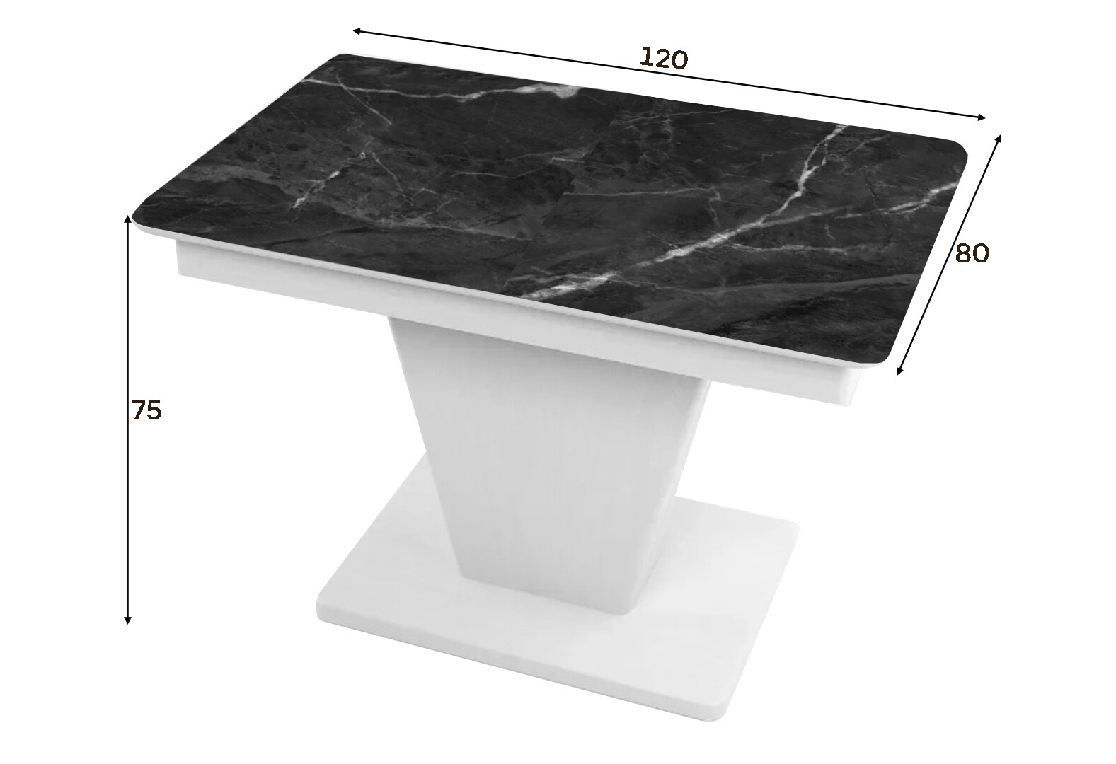 Фото 2 - Стол кухонный Jam Slide / Слайд раскладной 120 / 160 см, белое дерево / стекло бриллиант 87 М