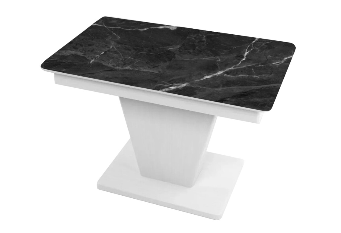 Фото Стол кухонный Jam Slide / Слайд раскладной 120 / 160 см, белое дерево / стекло бриллиант 87 М