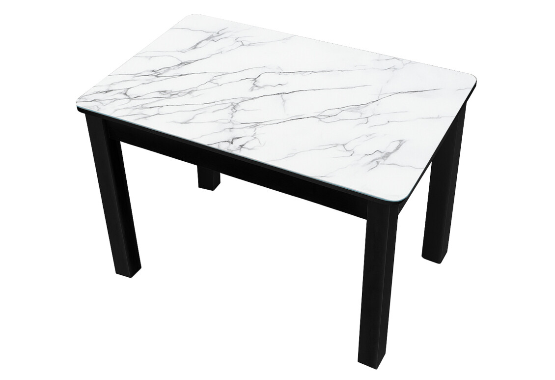 Фото Стол кухонный Jam Бостон 100 см, бетон черный / стекло бриллиант 66 М