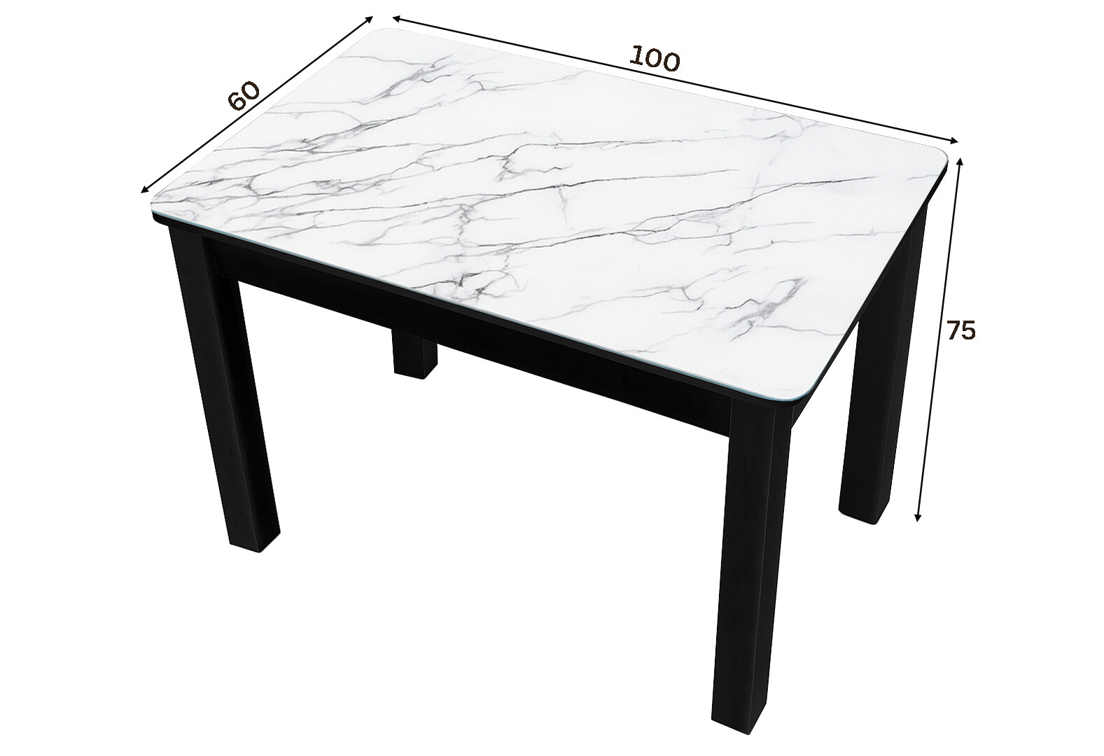 Фото 2 - Стіл кухонний Jam Бостон 100 см, бетон чорний / скло діамант 66 М