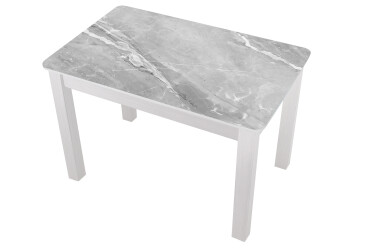 Фото Стол кухонный Jam Бостон 100 см, белое дерево / стекло бриллиант 78 М