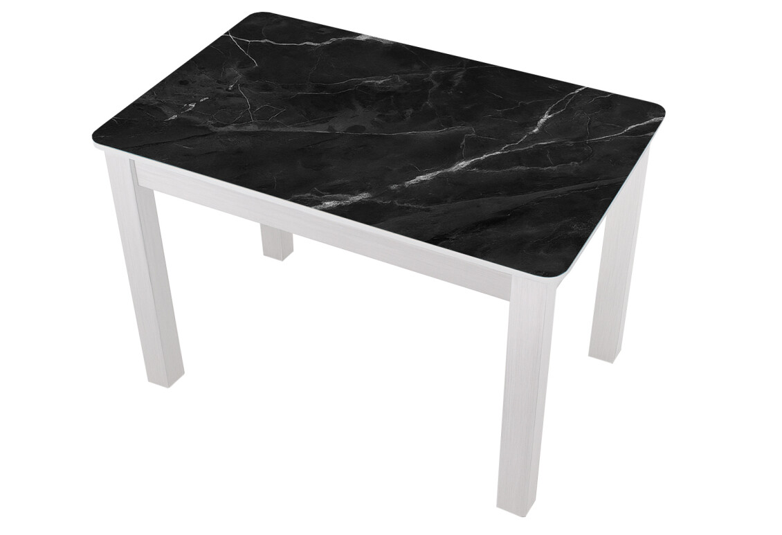 Фото Стол кухонный Jam Бостон 100 см, белое дерево / стекло бриллиант 87 М