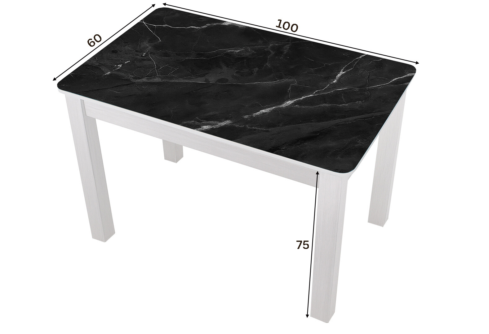 Фото 2 - Стол кухонный Jam Бостон 100 см, белое дерево / стекло бриллиант 87 М