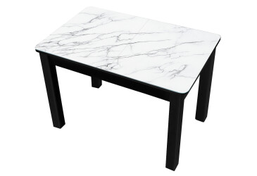 Фото Стол кухонный Jam Бостон А раскладной 120 / 155 см, бетон черный / стекло бриллиант 66 М