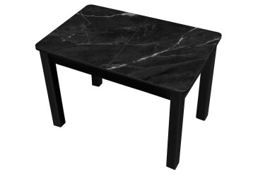 Фото Стол кухонный Jam Бостон А раскладной 120 / 155 см, бетон черный / стекло бриллиант 87 М