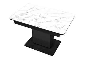 Фото Стол кухонный Jam Бостон Т раскладной 140 / 180 см, бетон черный / стекло бриллиант 66 М