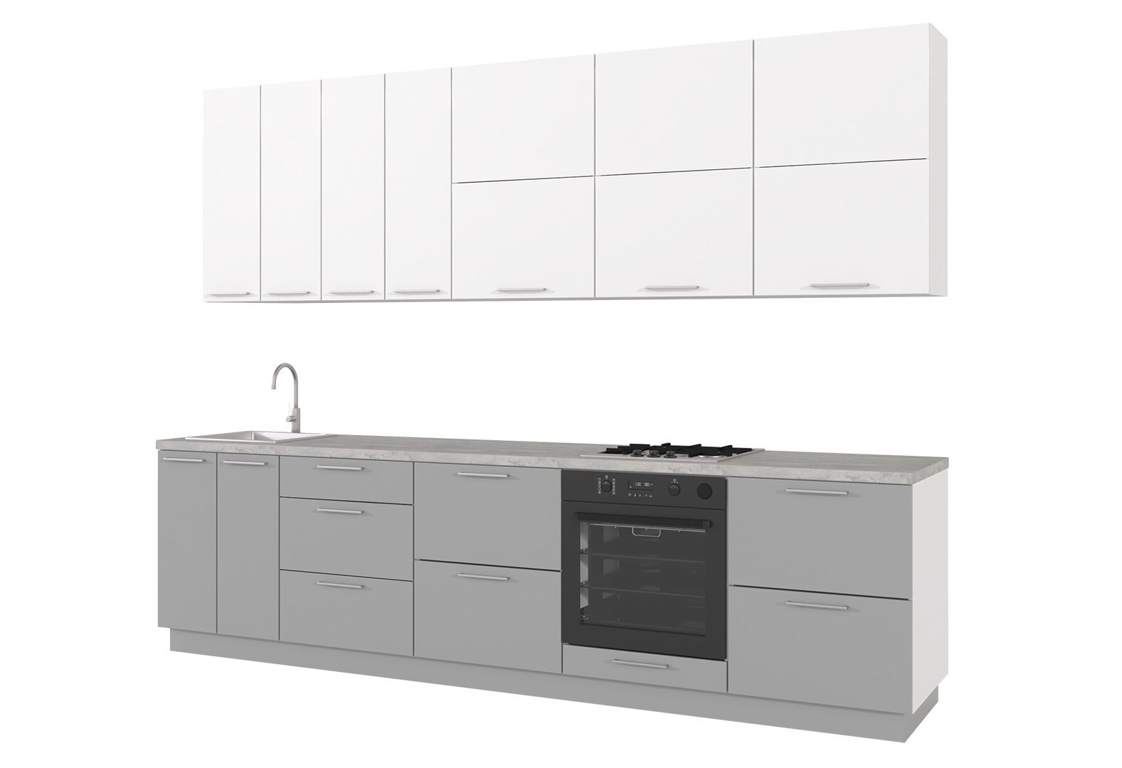 Фото 4 - Кухня Мері / Mary 3.0 MiroMark Глянець Білий RAL 9003 / Глянець 7036 (Platinum grey), корп. білий
