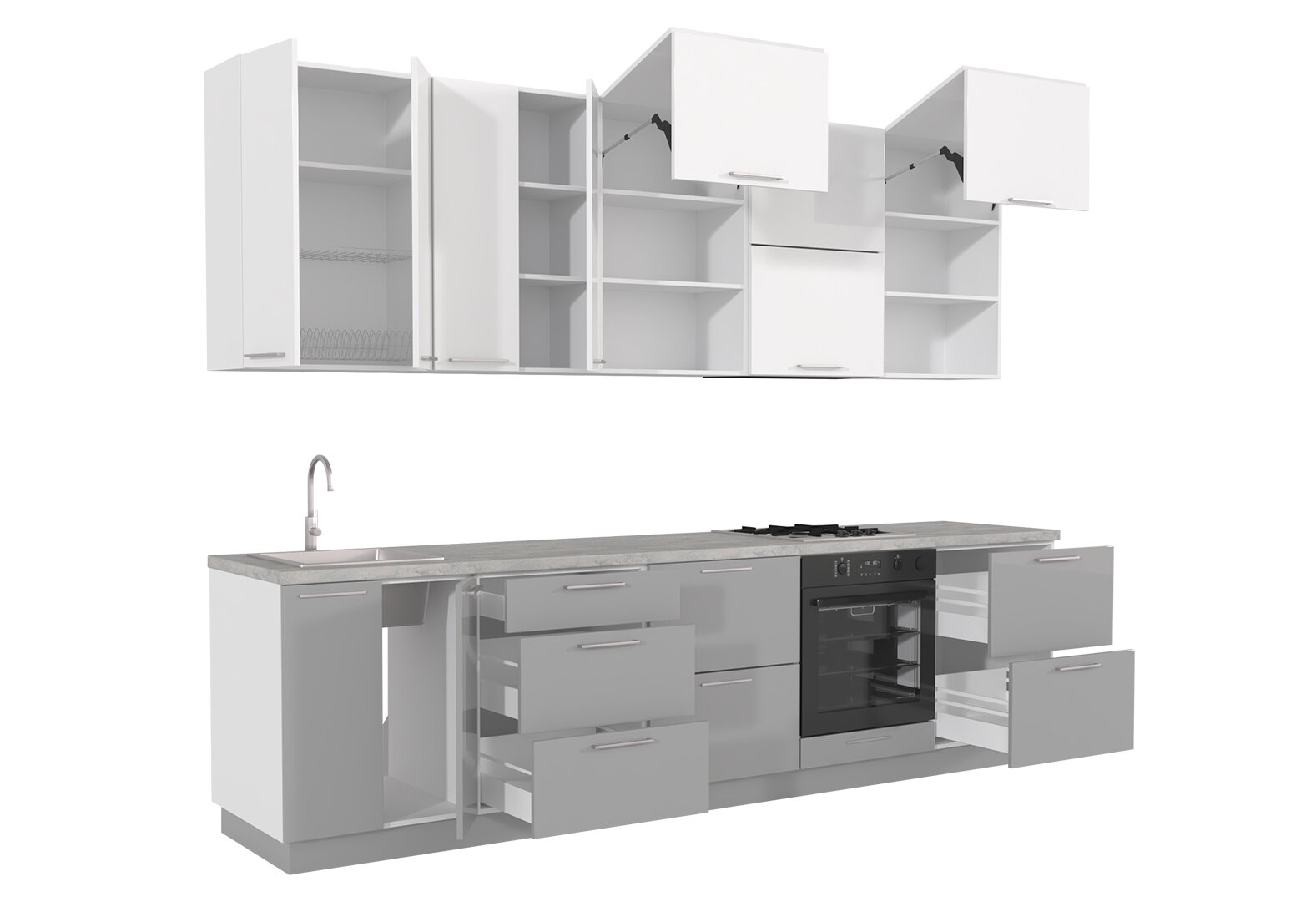 Фото 5 - Кухня Мері / Mary 3.0 MiroMark Глянець Білий RAL 9003 / Глянець 7036 (Platinum grey), корп. білий