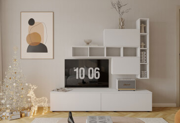 Image Вітальня Viant ВТ-6 з полицями, тумба 180 см, біла
