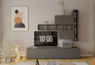 Image Вітальня Viant ВТ-6 з полицями, тумба 180 см, антрацит