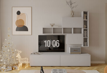 Image Вітальня Viant ВТ-6 з полицями, тумба 180 см, сіра