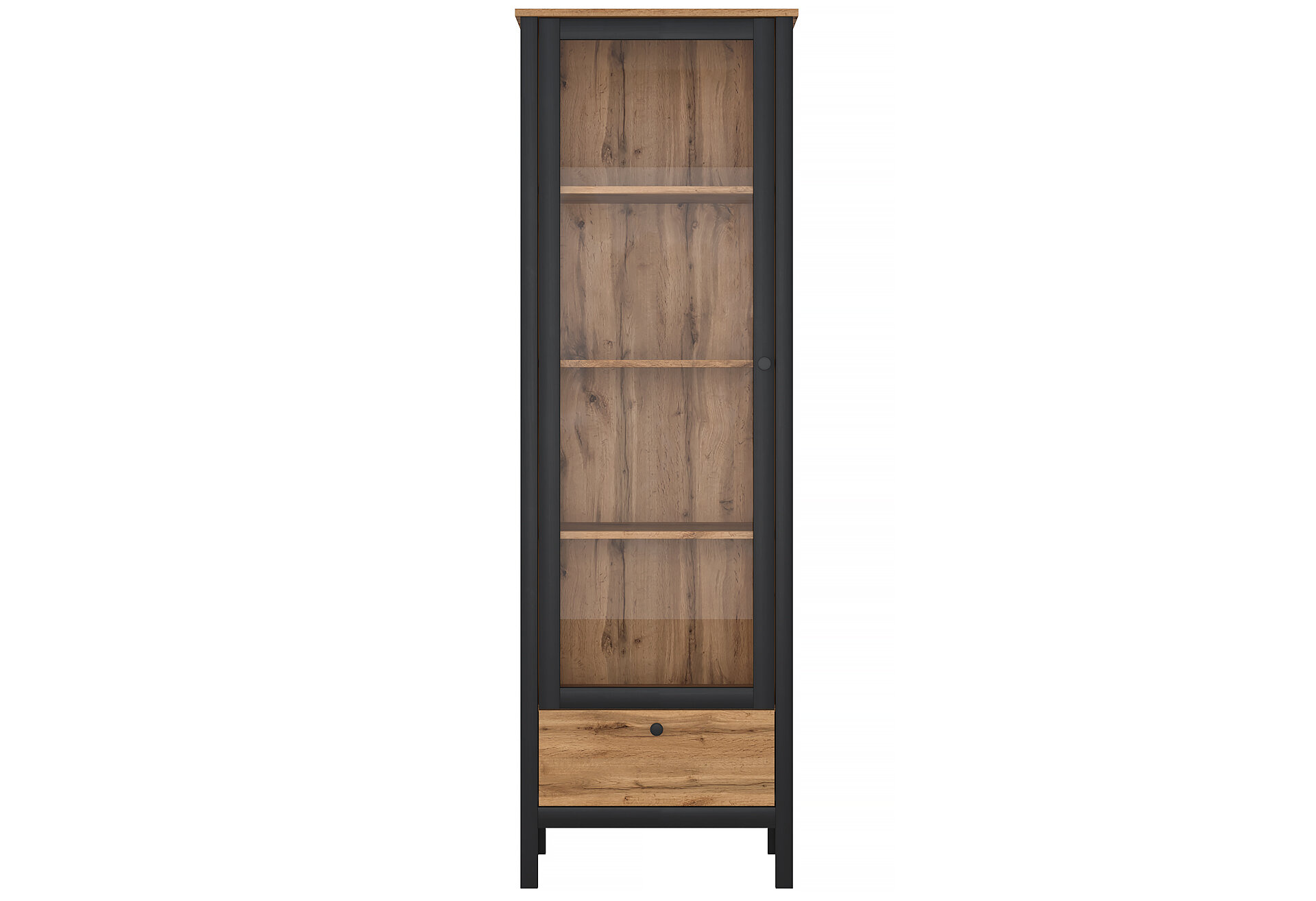 Фото 1 - Витрина Kredens furniture Loft / Лофт 1w1s однодверная 61 см, дуб вотан / черный