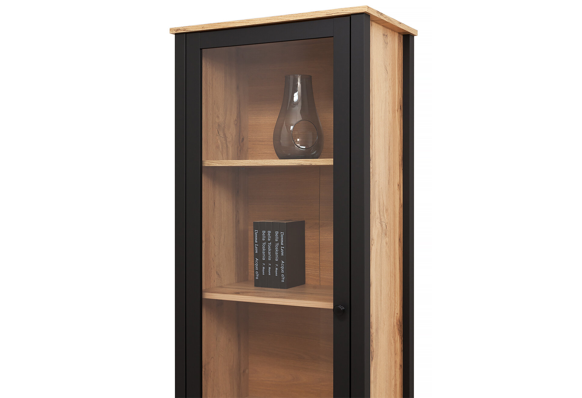 Фото 3 - Витрина Kredens furniture Loft / Лофт 1w1s однодверная 61 см, дуб вотан / черный