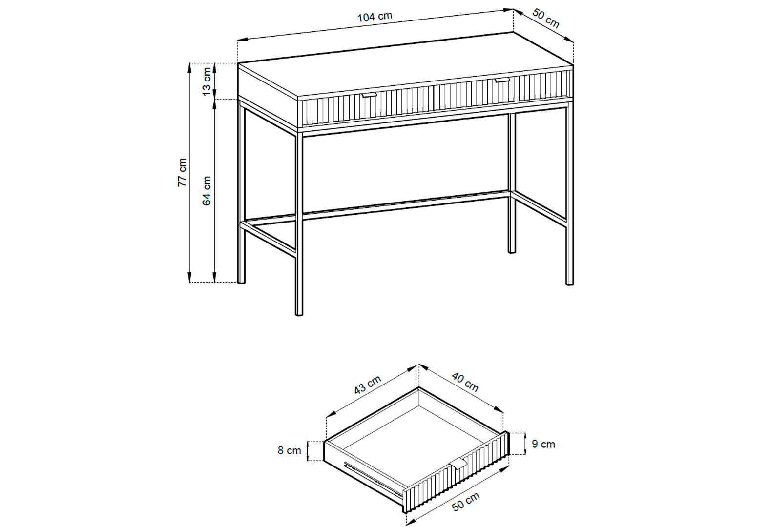 Фото 3 - Туалетный столик Kredens furniture Nova / Новая T104 с ящиками 104 см, золото / серый