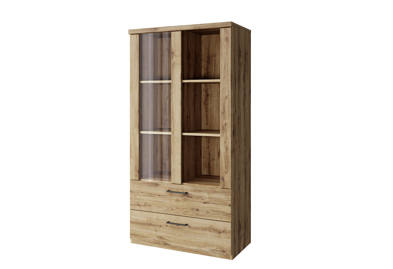 Фото 1 - Витрина низкая Doorset / Дорсет с 2 ящиками дуб навара Kredens furniture