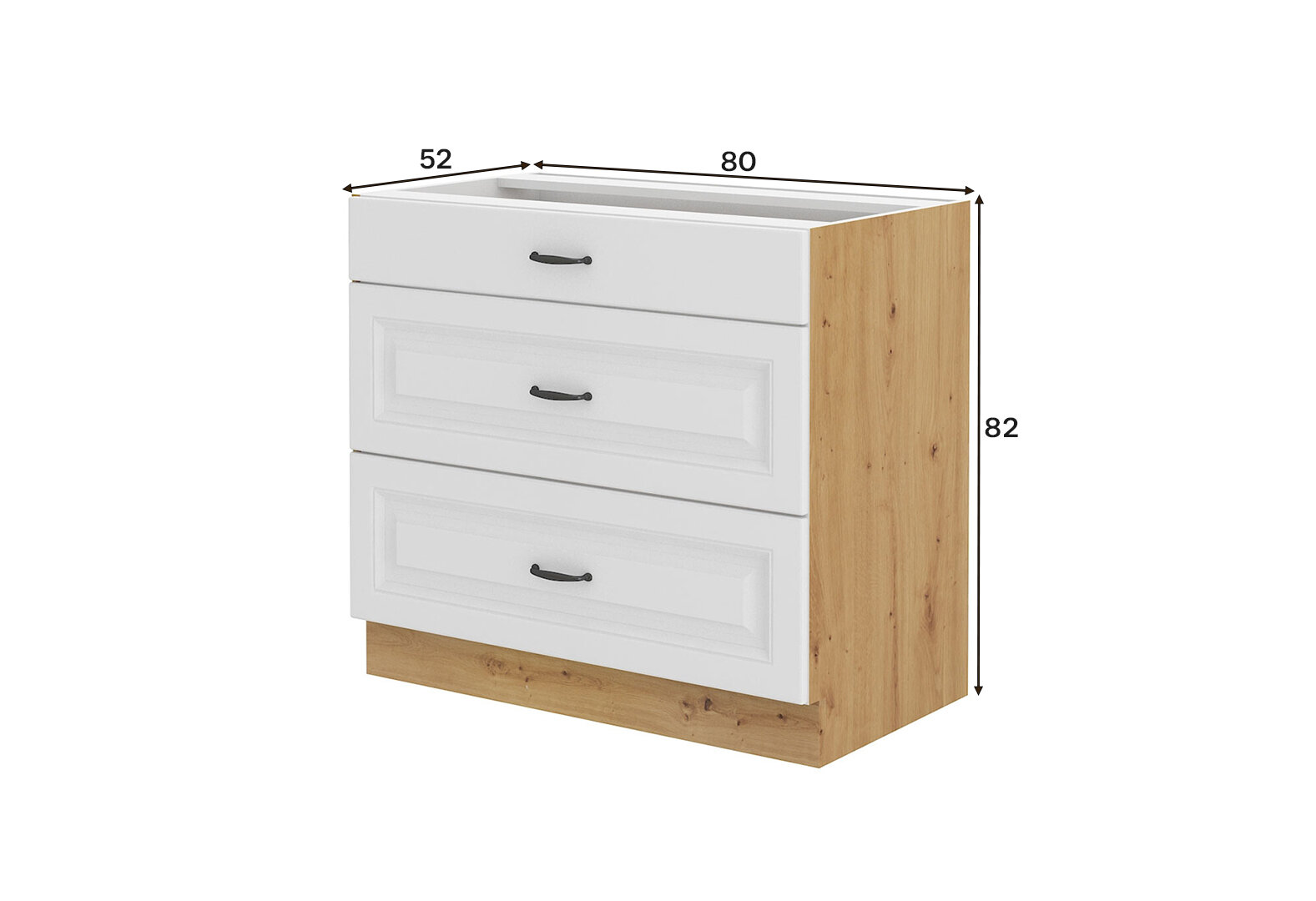 Фото 2 - Тумба Stilo / Стило 80 D 3 ящика BB premium box дуб артизан / белый Kredens furniture