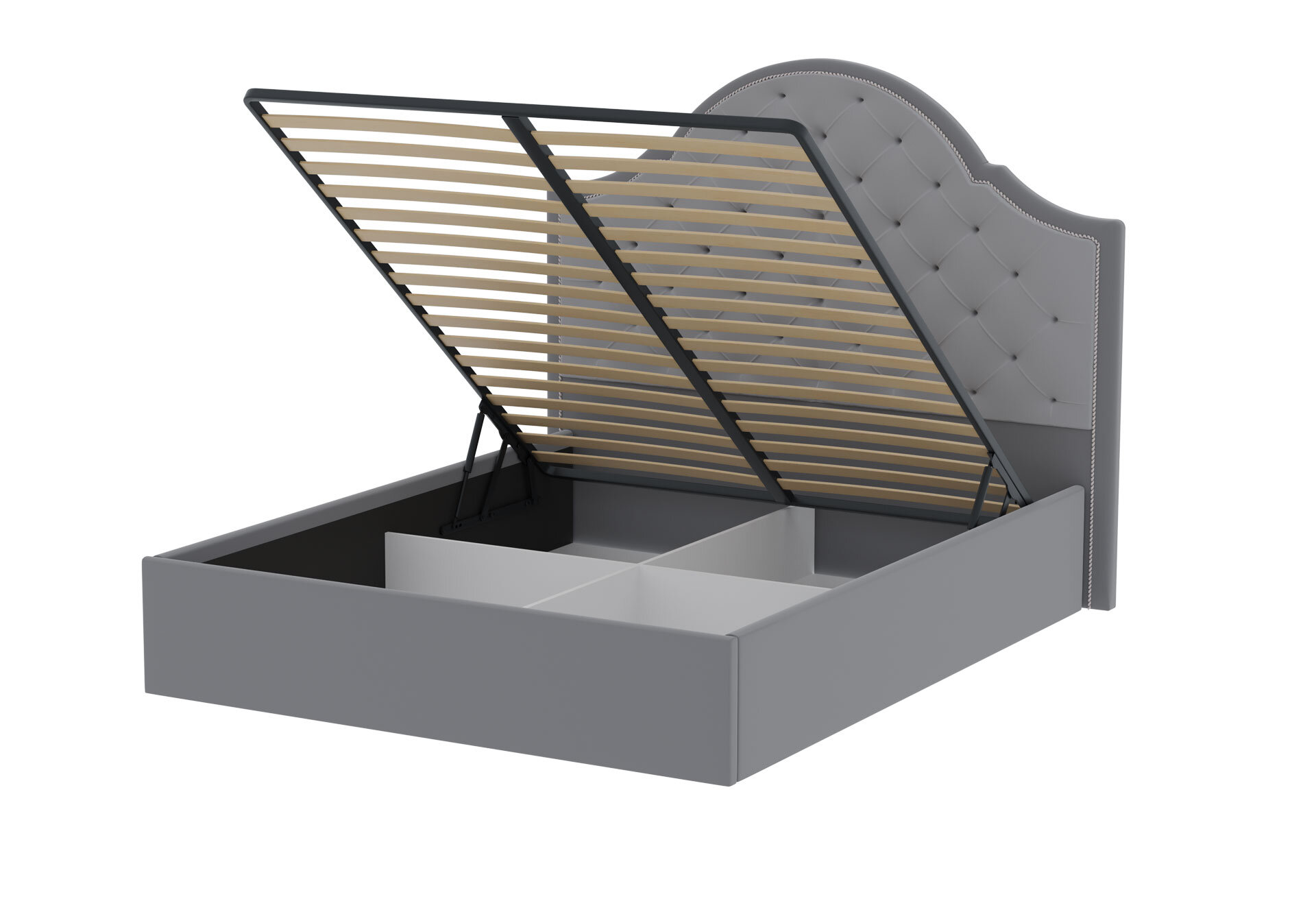 Фото 3 - Ліжко-подіум MiroMark Мілана 160x200 підйомне, світло-сірий велюр