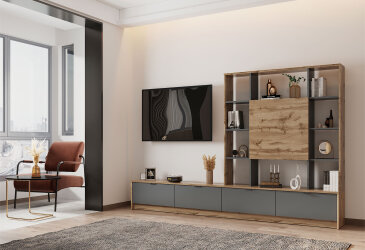 Image Стенка Doros Капри 2 240 см Дуб эвок / Графит