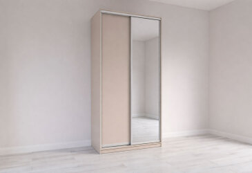 Image Шкаф-купе Garant 2-дверный с зеркалом 120x220x60 см кашемир, профиль серебро