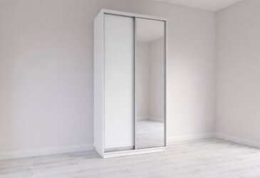 Image Шафа-купе Garant 2-дверна з дзеркалом 120x240x60 см німфея альба, профіль срібло
