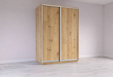 Image Шкаф-купе Garant 2-дверный 150x220x60 см дуб артизан, профиль серебро
