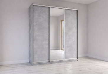 Image Шкаф-купе Garant 3-дверный с зеркалом 200x220x60 см индастриал, профиль серебро