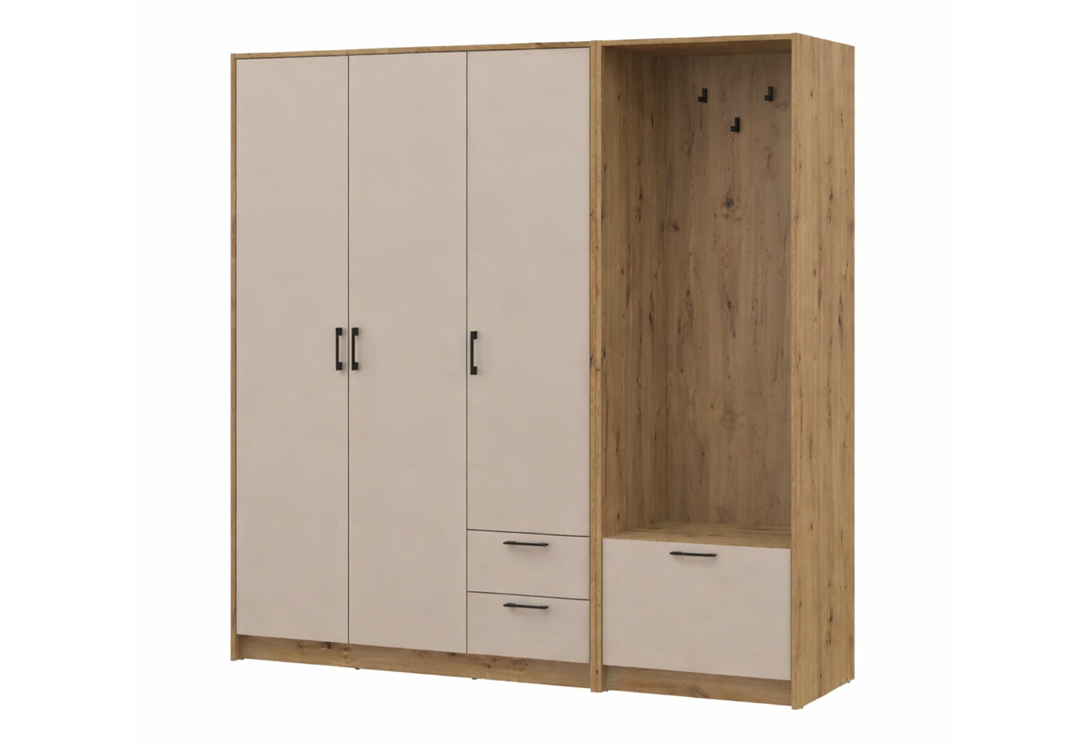 Фото 2 - Шкаф для одежды 3 ДСП Doros Ронди с вешалкой 181 см Дуб Артизан / Кашемир