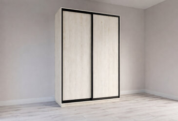 Image Шафа-купе Garant 2-дверна 160x220x60 см дуб крафт білий, профіль баварія (чорний)