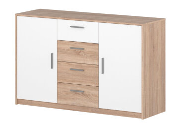 Image Комод VMV holding Рико 2-дверный с 4 ящиками 145 см Дуб сонома/Белый