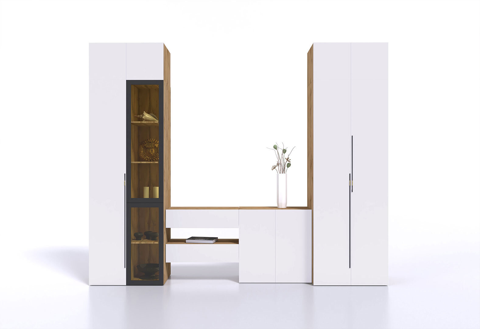 Фото 3 - Гостиная Svit Mebliv Спейс с витриной 320 см, дуб аппалачи / нимфея альба