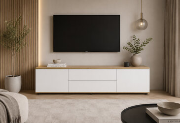 Фото Тумба ТВ 2D_2Dr (160x48x45) дуб артизан / нимфея альба