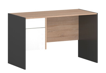 Фото Стол письменный ВМВ Холдинг Алекс (без ручек) 124x60 см с тумбой и ящиком, графит/дуб сонома, белый