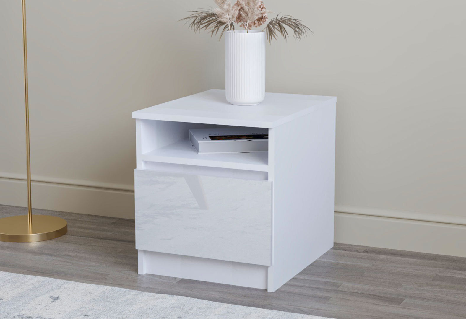 Фото 2 - Приліжкова Тумба ТТ-4 1Ш білий Таун МДФ глянець Viant