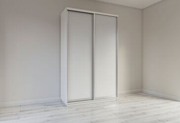 Image Шкаф-купе Garant 2 ДСП 140x220x60 см, нимфея альба, профиль серебро