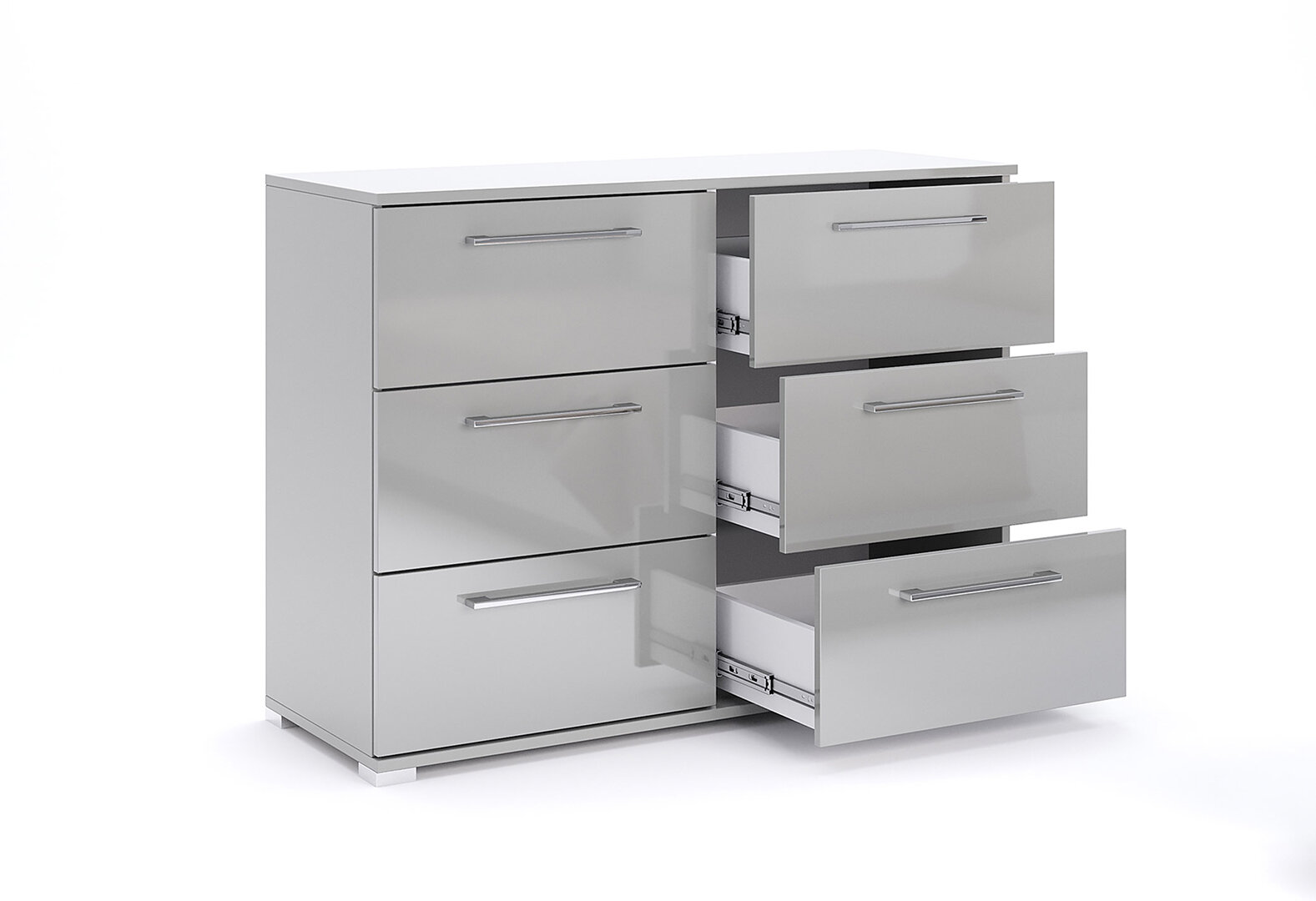 Фото 3 - Комод МироМарк Меги / Megy с 6 ящиками 108 см глянец серый шиншилла