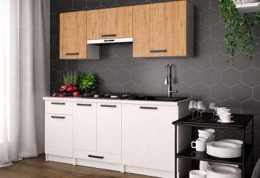 Image Кухня Марта / Ника New 1.6 Креденс Фениче, белый / дуб крафт золотой
