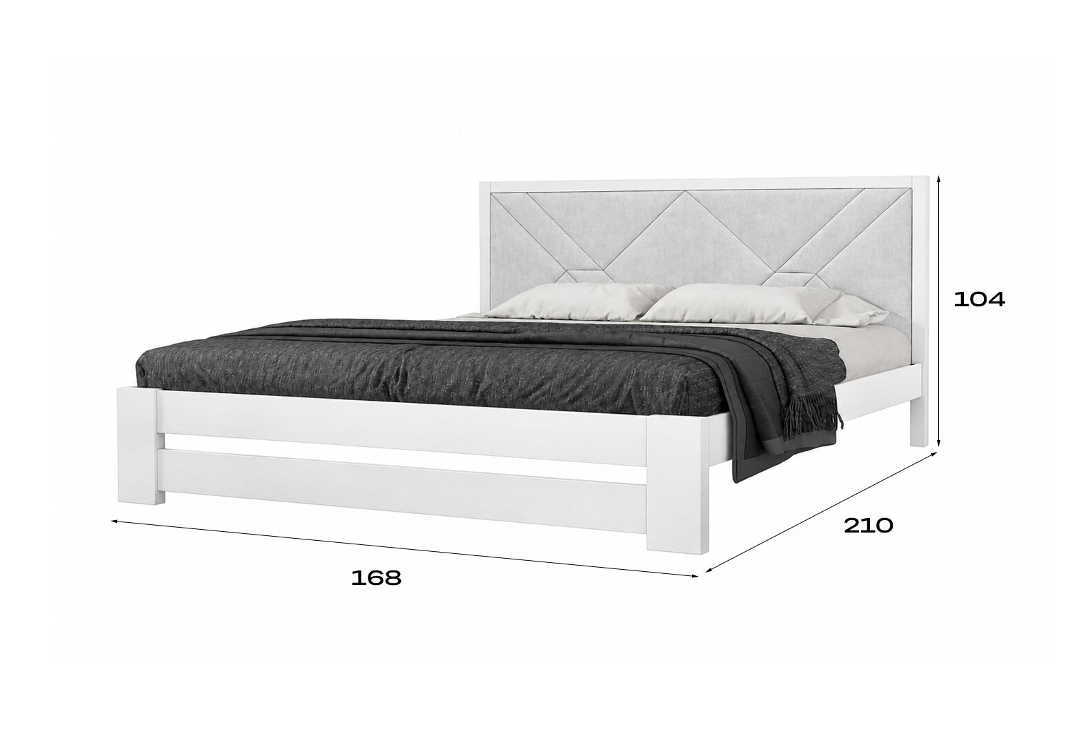 Фото 3 - Ліжко Arbor Drev Симфонія Преміум 160х200 см тк. Лагуна 41, біле, сосна