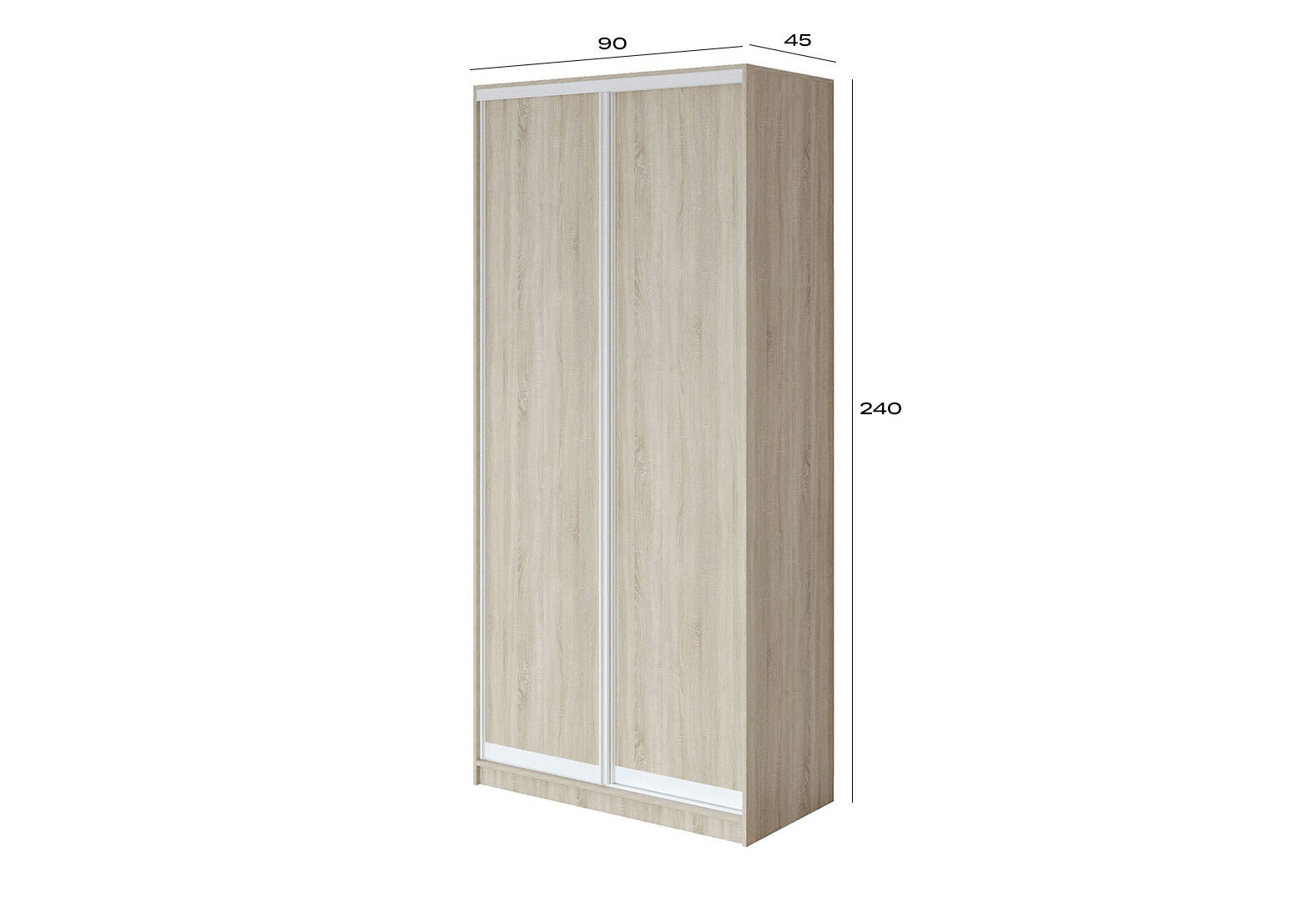 Фото 3 - Шафа-купе VIP-master 2-дверна дуб сонома 90х45х240 см, білий профіль Loft WT