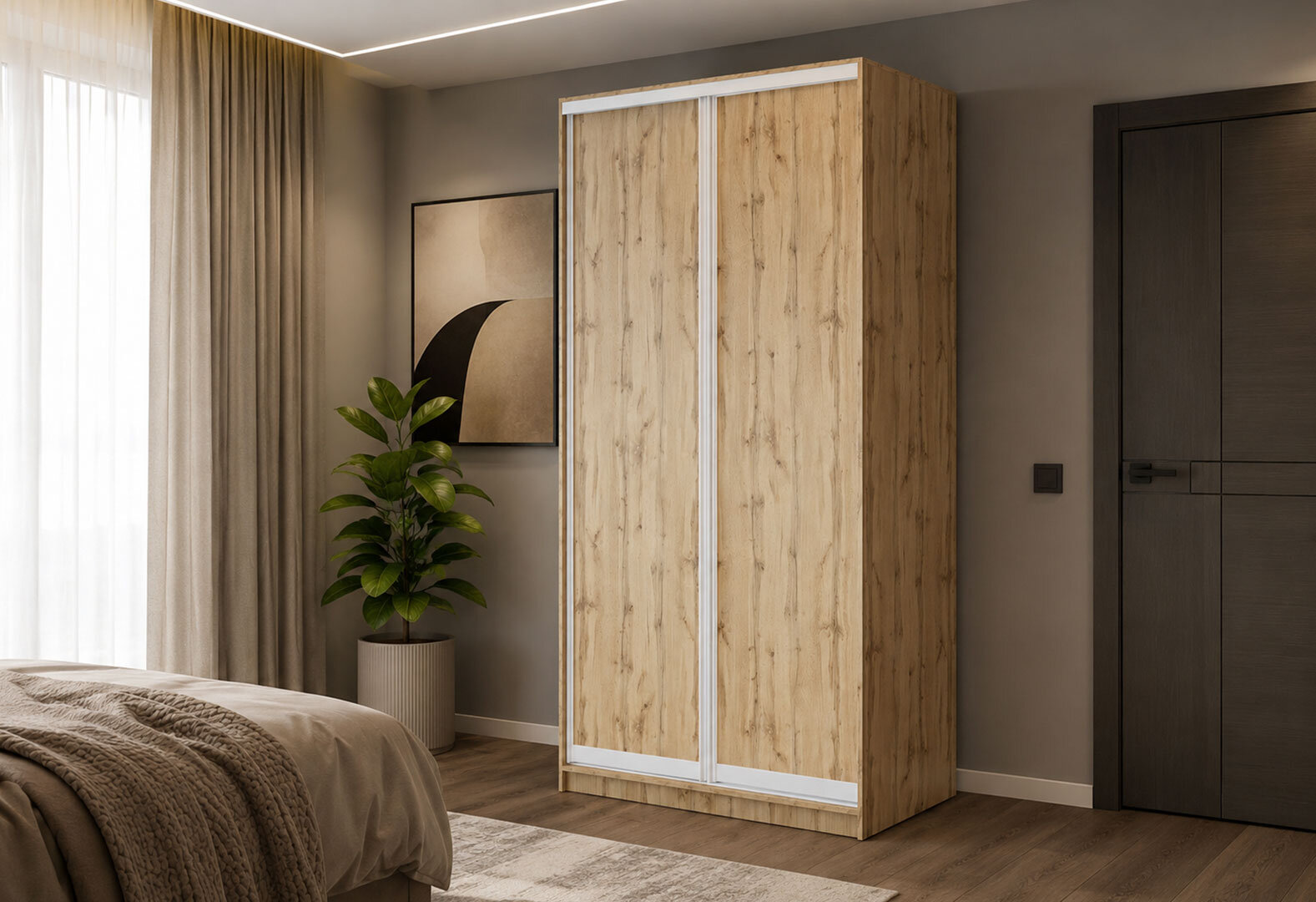 Фото 2 - Шафа-купе VIP-master 2-дверна дуб аппалачі 90х45х240 см, білий профіль Loft WT