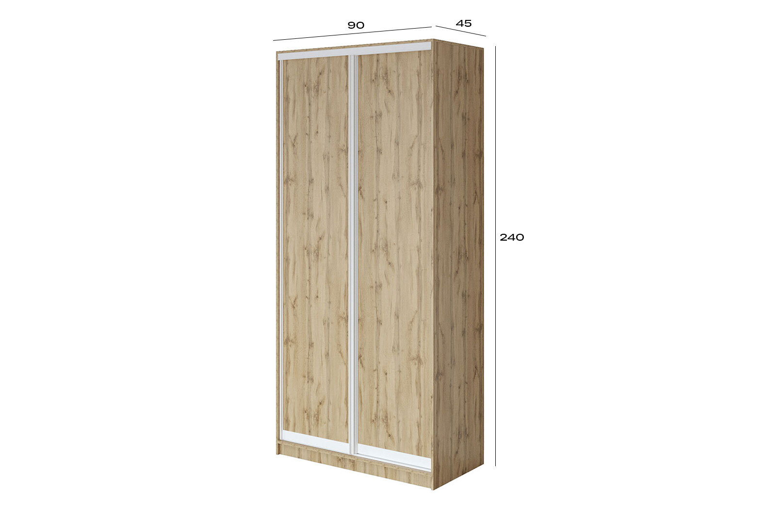 Фото 3 - Шафа-купе VIP-master 2-дверна дуб аппалачі 90х45х240 см, білий профіль Loft WT