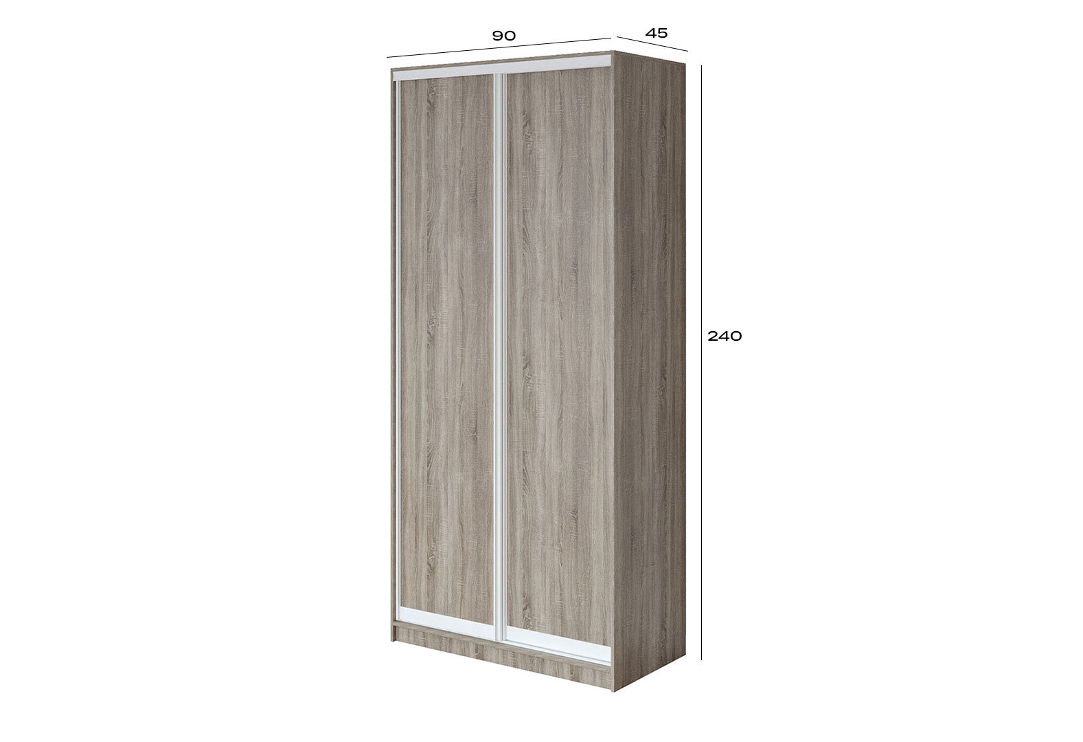Фото 3 - Шафа-купе VIP-master 2-дверна трюфель 90х45х240 см, білий профіль Loft WT