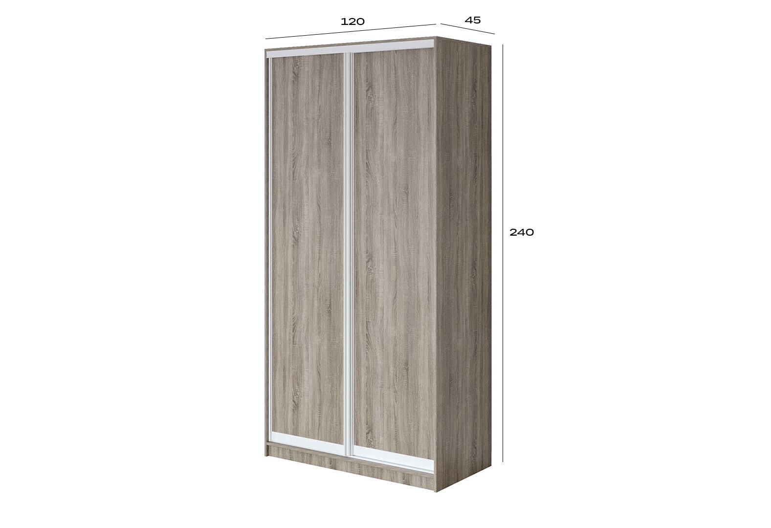 Фото 3 - Шафа-купе VIP-master 2-дверна 120х45х240 см, трюфель з білим профілем Loft WT