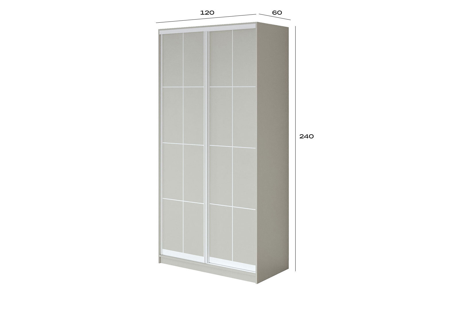 Фото 3 - Шафа-купе VIP-master 2-дверна Lines 120х60х240 см, кашемір з білим профілем Loft WT
