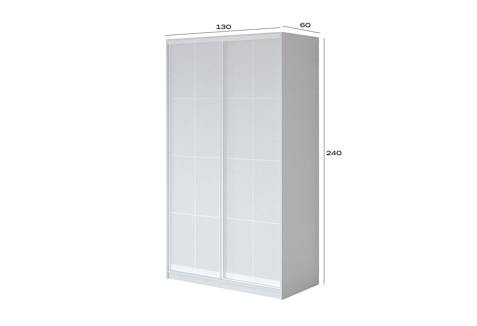 Фото 3 - Шафа-купе VIP-master 2Д німфея альба 130х60х240 см, профіль білий Loft WT