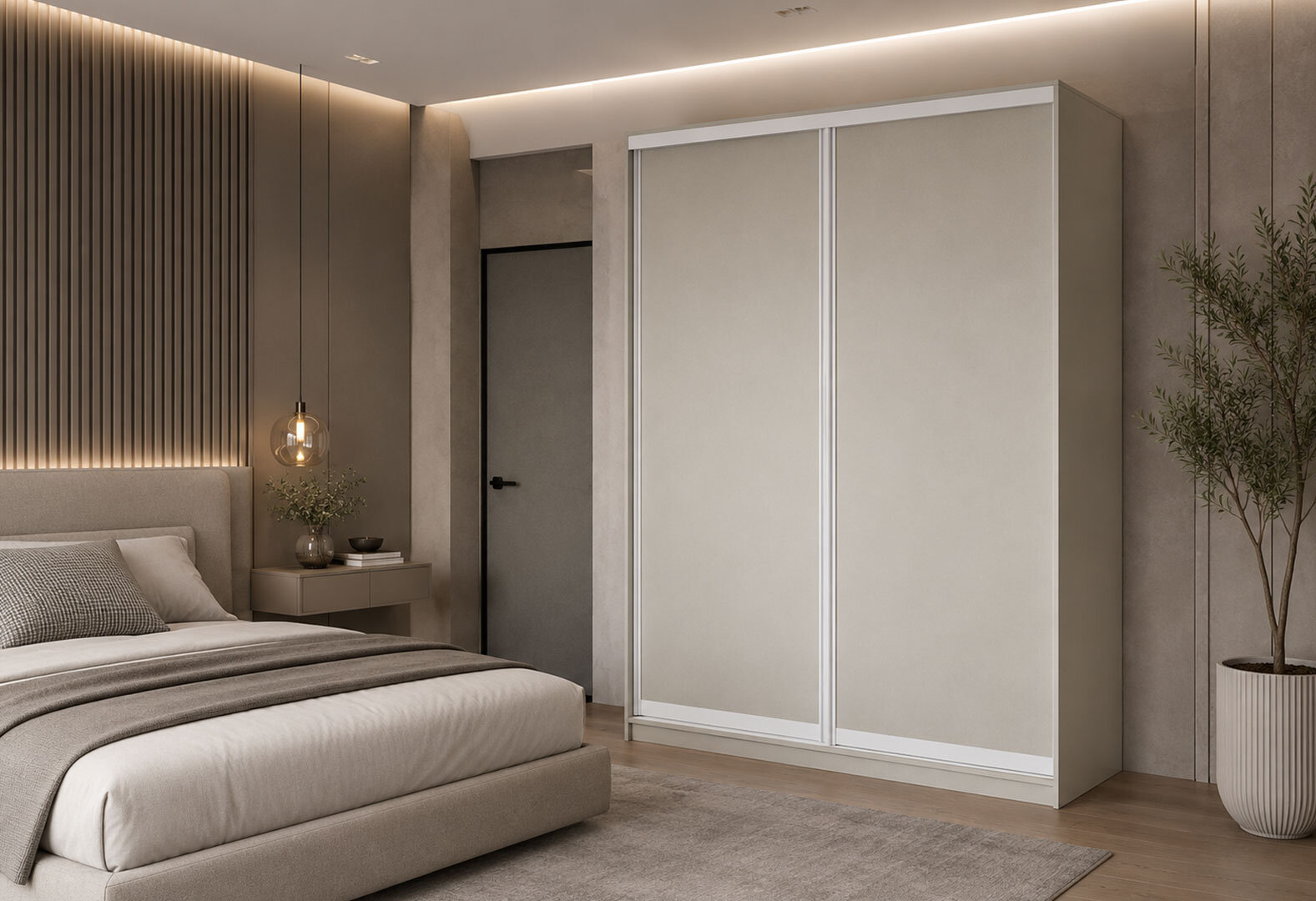 Фото 2 - Шафа-купе VIP-master 2-дверна кашемір, 140х60х240 см, профіль білий Loft WT