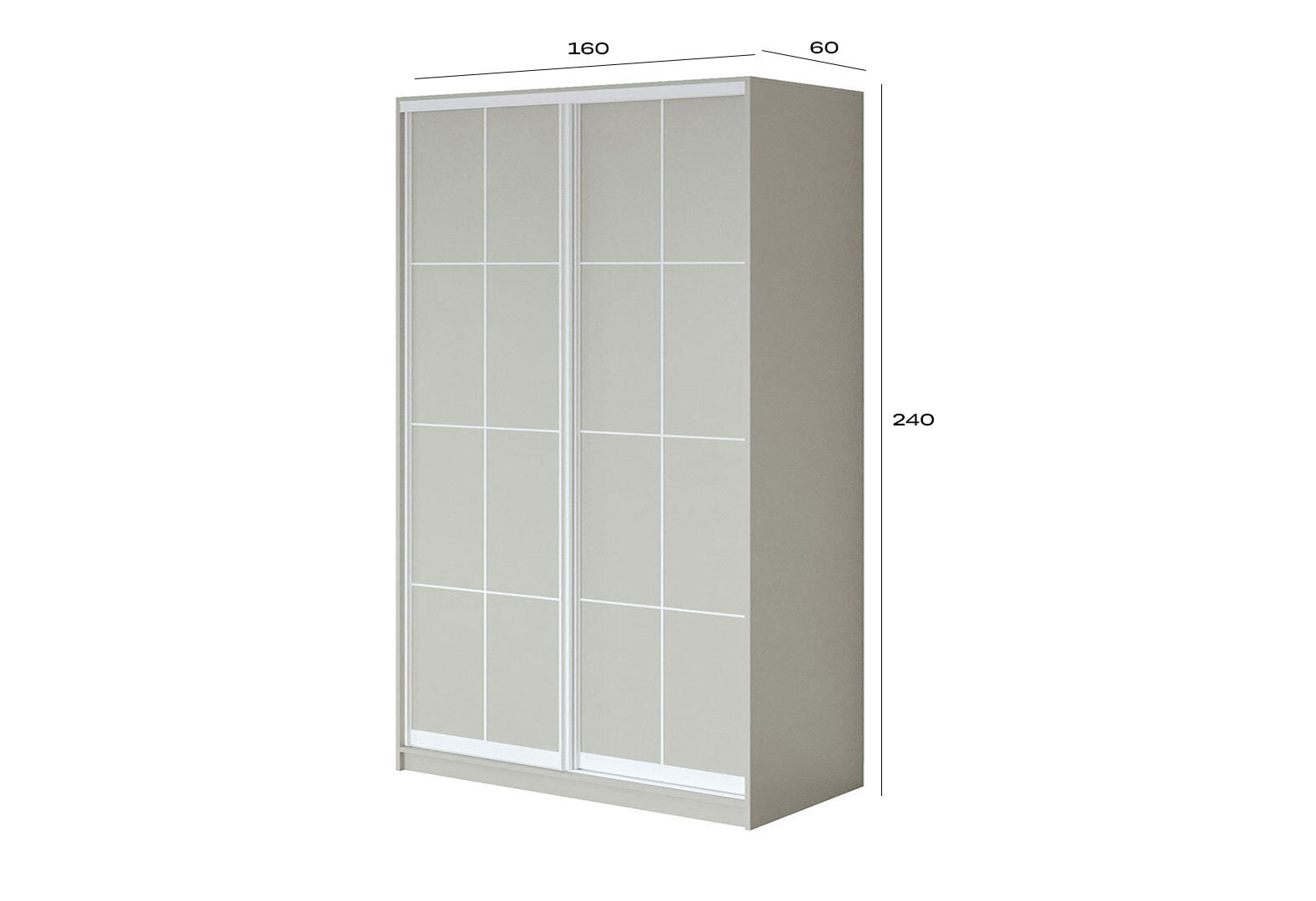 Фото 3 - Шафа-купе VIP-master 2-дверна Lines кашемір 160х60х240 см, профіль білий Loft WT