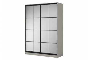Изображение Шкаф-купе Вип-Мастер 2 зеркала Lines 180х60х240 см, кашемир, профиль черный матированный LOFT BL