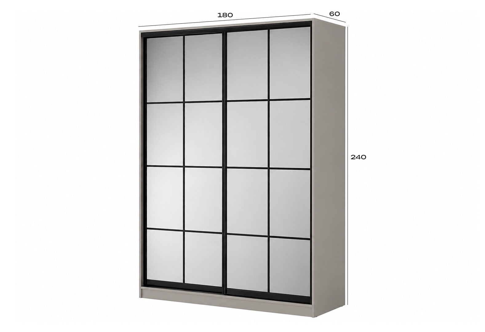 Фото 3 - Шкаф-купе Вип-Мастер 2 зеркала Lines 180х60х240 см, кашемир, профиль черный матированный LOFT BL