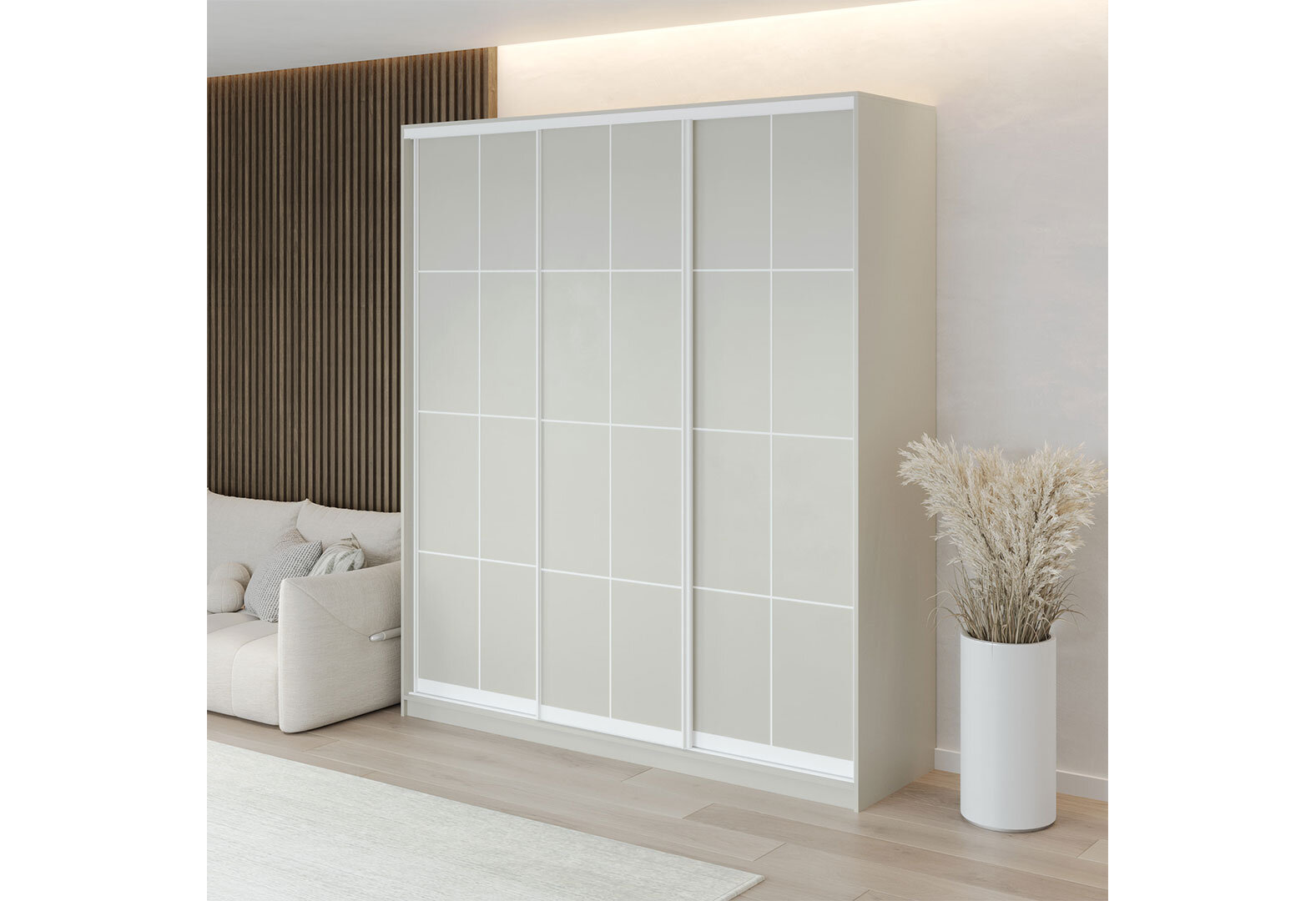 Фото 3 - Шкаф-купе Вип-Мастер 3-дверный Lines 180х60х240 см, профиль белый Loft WT