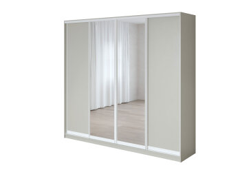 Изображение Шкаф-купе Вип-Мастер 4-дверный с зеркалами 263х60х240 см кашемир, профиль белый матовый